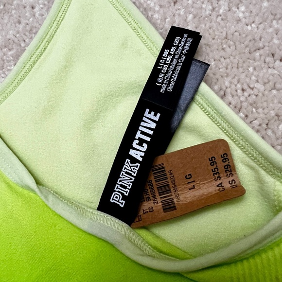 NWT Victoria’s Secret PINK Green Ombré Ribbed Seamless Lined Sports Bra Large L - Picture 5 of 6